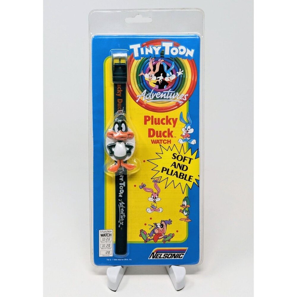 Vintage Tiny Toon Adventures 1990 Plucky Duck Watch ~ Nelsonic 90s Daffy Duck